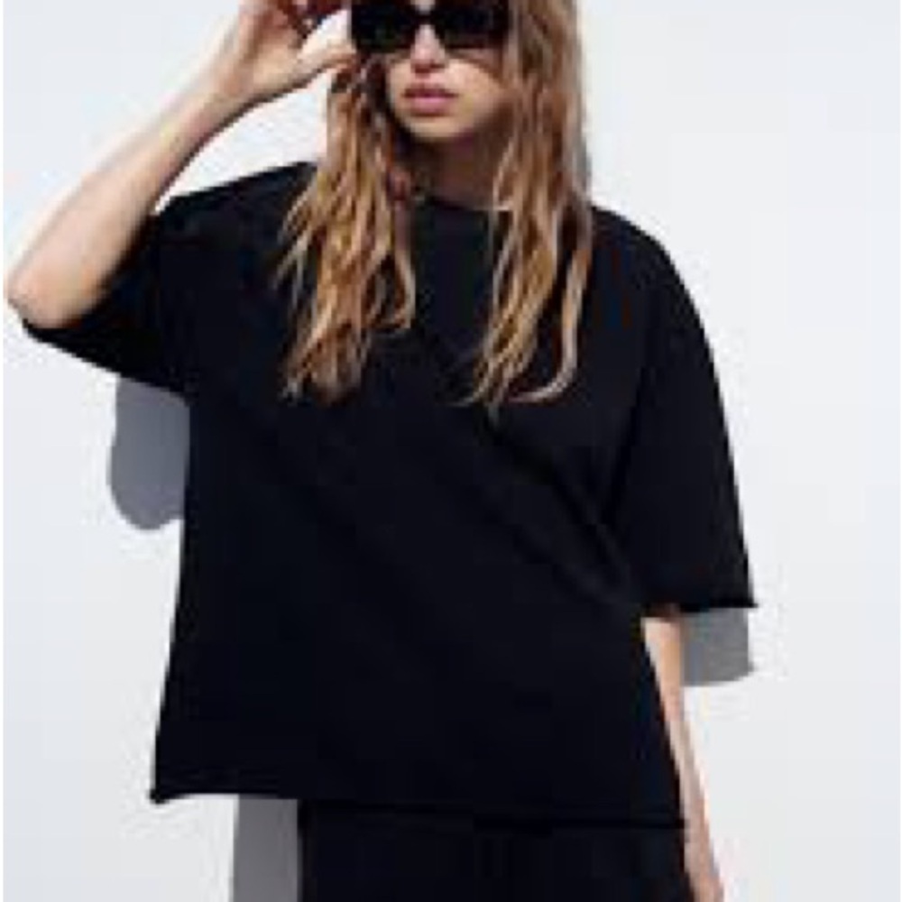 Zara Black Short Sleeve Top - Picture 2 of 7
